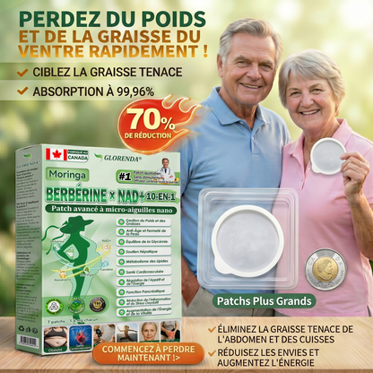 Boutique officielle 🌈🌈𝐆𝐋𝐎𝐑𝐄𝐍𝐃𝐀® Moringa · Berbérine + NAD+ – Patch Microneedle Nano Avancé 10-en-1 (1×/jour, résultats visibles en 7 jours) | Gestion du poids, relâchement cutané, sommeil, articulations, etc.