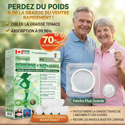 Boutique officielle 🔬🔬𝐆𝐋𝐎𝐑𝐄𝐍𝐃𝐀® Moringa · Berbérine + NAD+ – Patch Microneedle Nano Avancé 10-en-1 (1×/jour, résultats visibles en 7 jours) | Gestion du poids, relâchement cutané, sommeil, articulations, etc.
